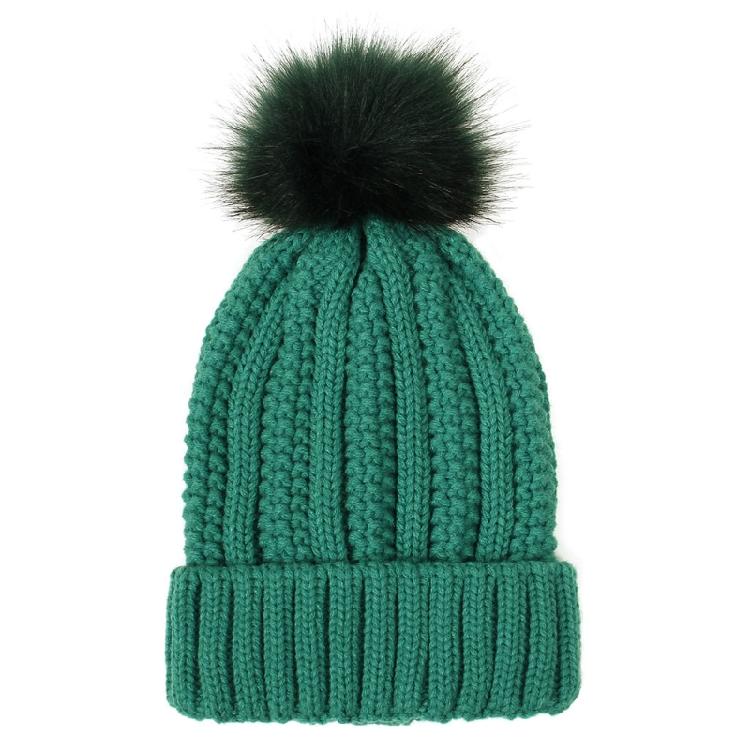 Fashion Solid Color Knitted Hat Pompom Thick Casual Simple Fall Winter All-match