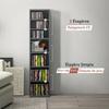 CD/DVD Storage Unit, 9 Compartments, 6 Adjustable Shelves, 260 CDs/120 DVDs, 33 x 24 x 140 cm, Grey