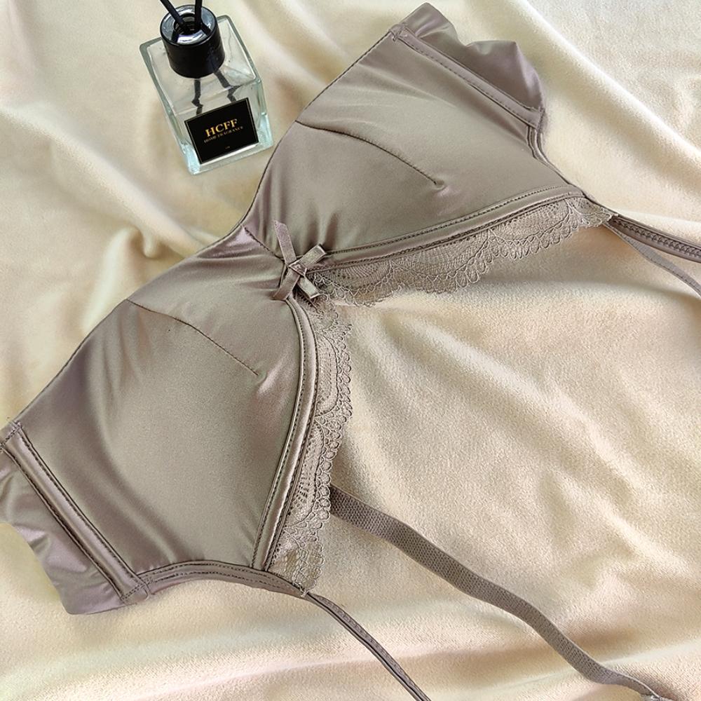 French Thin Cup Lingerie Set Sexy Lace Bras High Quality Women Underwear Wireless Push Up Brassiere Breathable Bras Panties Set