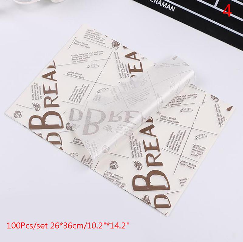 

100Pcs Baking Sandwich Hamburger Wrappers Bread Oil-Paper Wax Paper Nonstick