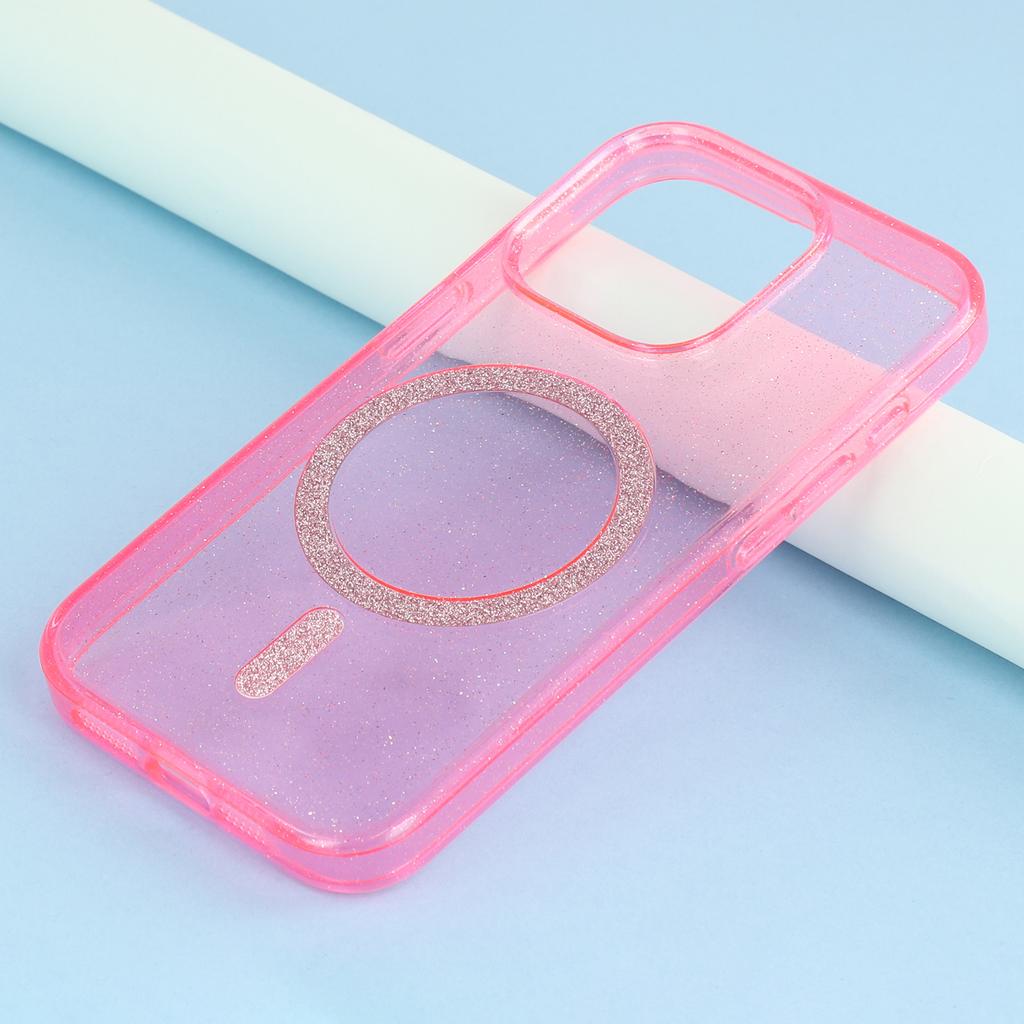 Für iPhone 15 Pro Hülle Kompatibel mit MagSafe 2.0mm PC+TPU Glitzer Handyhülle