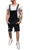 European & American Style Men's Slim Fit Ripped Denim Overalls, High-Waisted Work Shorts