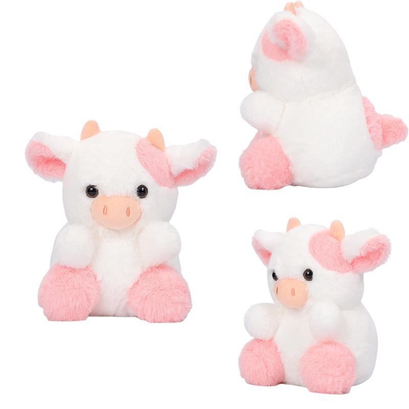 Belle Strawberry Cow Plush Toy Adorable Pink Cow Stuffed Animal