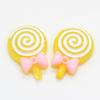 Mixed Color 100PCS Glitter Lolly With Bow Resin Lollipop Candy Scrapbook DIY Kawaii Cabochon