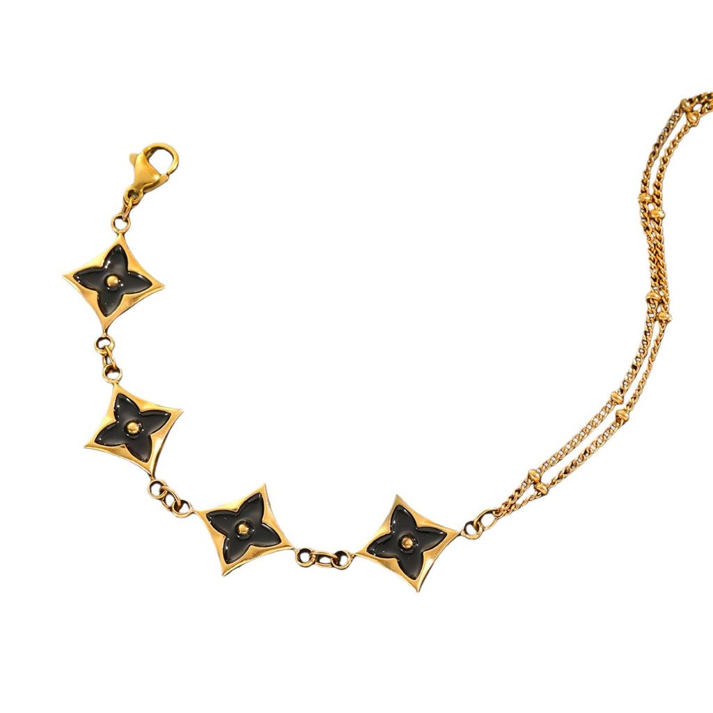 Four leaf clover stainless steel bracelet with a high-end feel, lucky grass bracelet, ladies' non fading jewelry