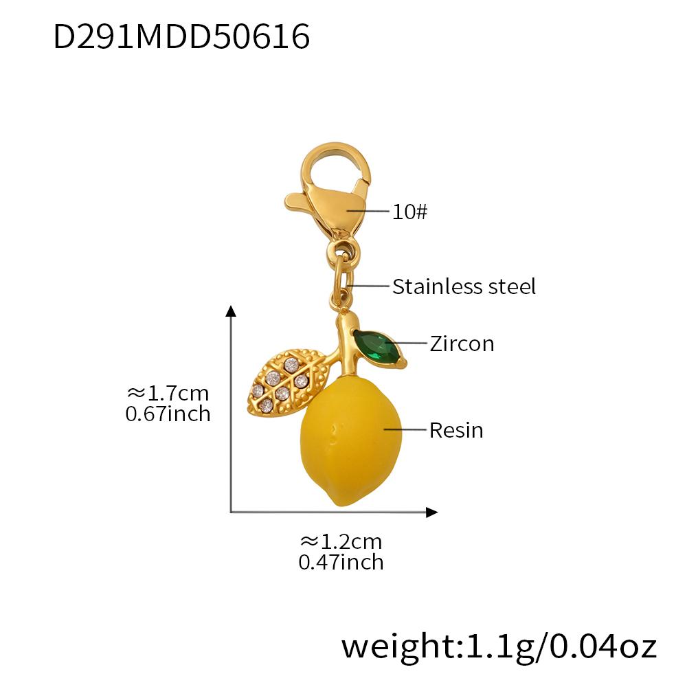 Nivora Resin Fruit Lemon Pendant Necklace For Women Imitation Zircon Stainless Steel Zircon Handmade Strand Beads Choker Zircon