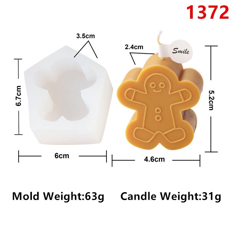 3D Christmas Silicone Xmas Bell Snowmen Gingerbread House Candle Mold DIY Cookie Gingerbread Candle Candy Fondant Baking Mold