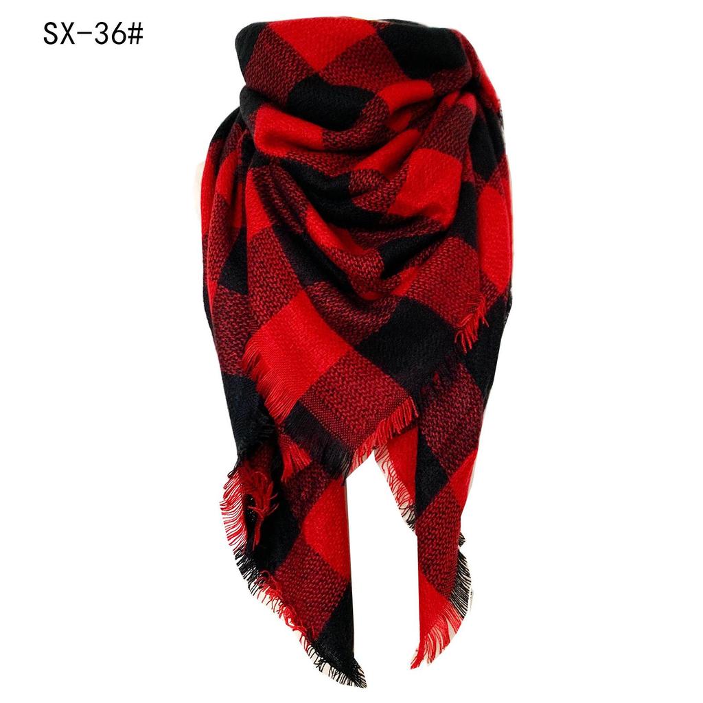 Sciarpa a scialle triangolare a quadri in finto cachemire stile europeo americano - Scaldacollo alla moda versatile per primavera, autunno, inverno