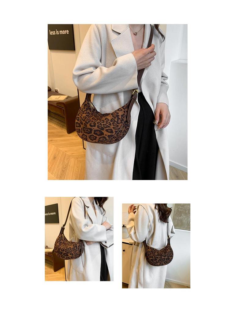 Retro Leopard Print Crossbody Bag: Autumn/Winter Fashion Versatile One-Shoulder Women's Dumpling Bag