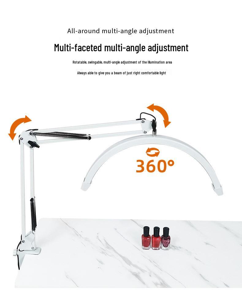 16" Half-Moon U-Shaped LED Clip-On Stand: Eye Protection & Permanent Makeup Fill Light.