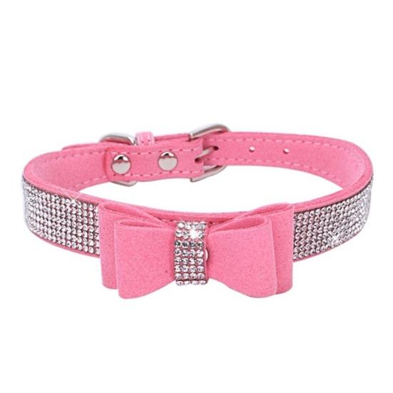 

Cat Collar Bite-resistant Holiday Dress Up Contrast Colors Rhinestone Pet Necklace for Kitty XS розовый
