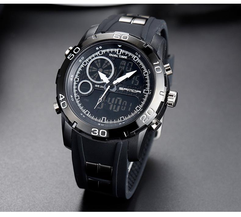 Sanda Multifunctional Waterproof Sports Watch for Students and Men - Black Technology Style
