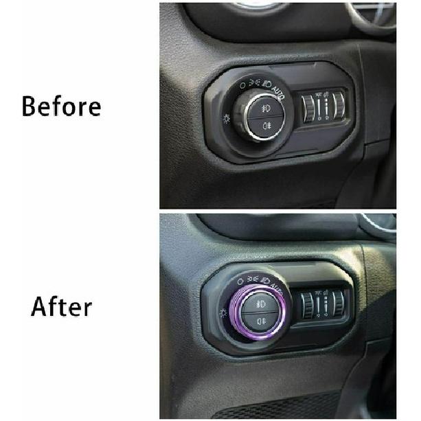 Console Headlight Air Condition Switch Knob Covers Trim for Jeep Wrangler JL JT