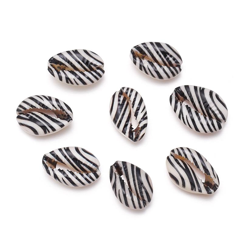 

10pcs/lot 13-20mm Painted Shell Shaped Beads Striped Grid Leopard Print Loose Charms Beads For DIY Bracelet Necklace Accessories