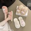 Cute Hello Kitty Thick-bottomed Fluffy Slippers for Women's Outerwear 2025 Autumn and Winter New Home Indoor Non-slip Velvet Cotton Mop