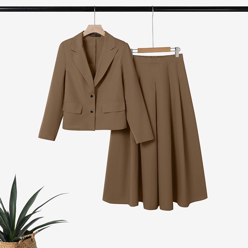 ZANZEA Women Long Sleeve Blazer and Midi Skirts Casual Two Piece Suit Sets