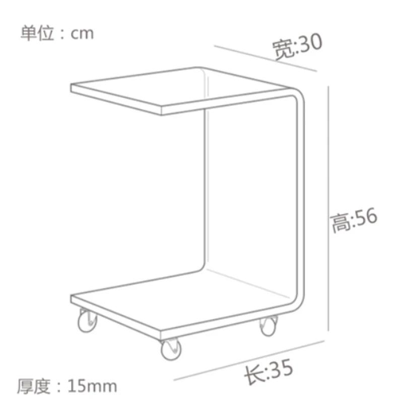Transparent Acrylic Wheel Table Removable Coffee Trolley Sofa Side Table with Wheels Minimalism Furniture Bedside Corner Table