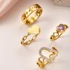 Stainless Steel Hollow Heart-Shaped Fashionable and Elegant Ring Set
