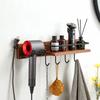 Black Bathroom Hair Dryer Holder Walnut Wall Hanging Storage Rack Toilet Toothbrush Holder Cup Holder Bathroom Hardware Pendant