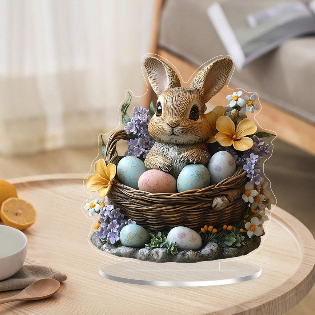 Rabbit and Easter egg tabletop decora made of acrylic is suitable for Easter and daily home decora. Gifts for family and friends