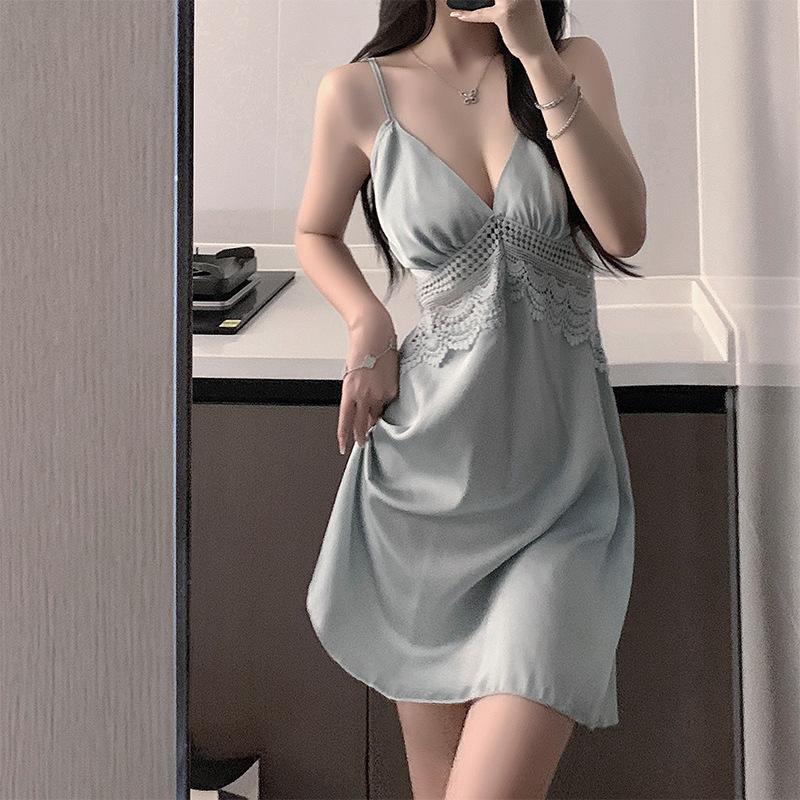 

Чистое желание сексуальная пижама с открытой спиной плюс подкладки для груди, подтяжки, ночные рубашки, простые халаты, женский комплект домашней одежды XL