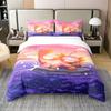 Cartoon Axolotl Bedding Set Twin Full Size Cute Ocean Animal Duvet Cover with 2 Pillow Sham Pink Comforter Cover Set Decorative