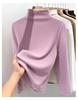 Silk Half-High Collar Women's Base Layer: 2025 Autumn/Winter Velvet Lambswool Warm T-shirt.