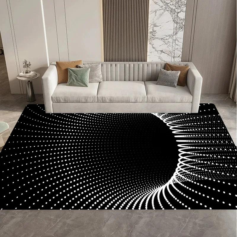 Visual 3D Black and White Grid Illusion Vortex Trap Mat Rug for Bedroom Sofa Living Room Decoration carpet