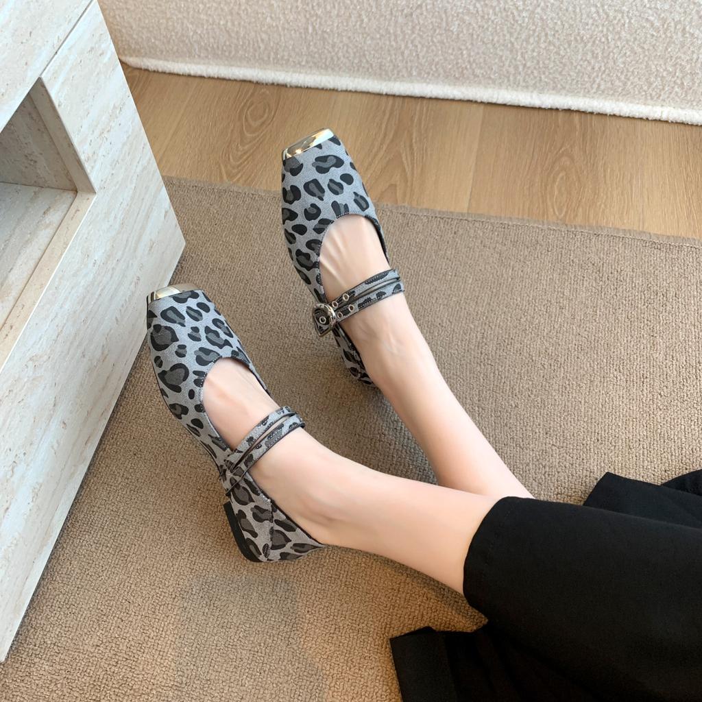 2025 Women Ballet Flats Shoes Shallow Mouth Autumn Loafers Ballerinas New Fall Leopard Retro Dress Tabis Shoes Zapatos De Mujer