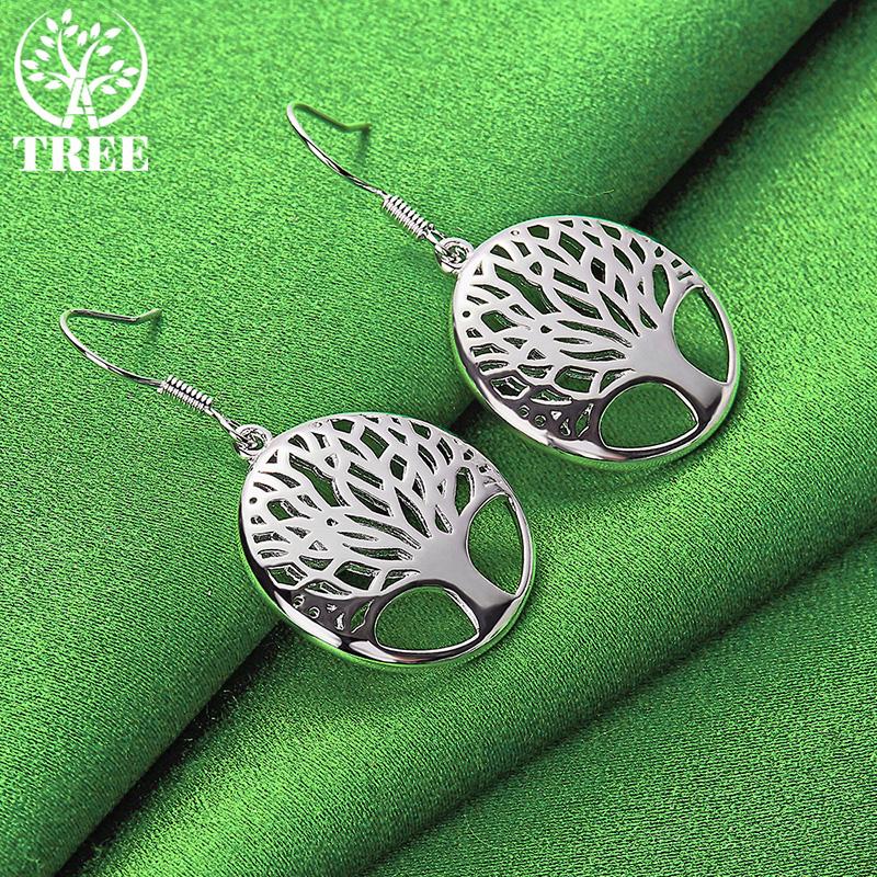 Vintage Versatile 925 Sterling Silver Tree Of Life Drop Earrings For Lady Charm Wedding Party Gifts Elegant Jewelry Accessories