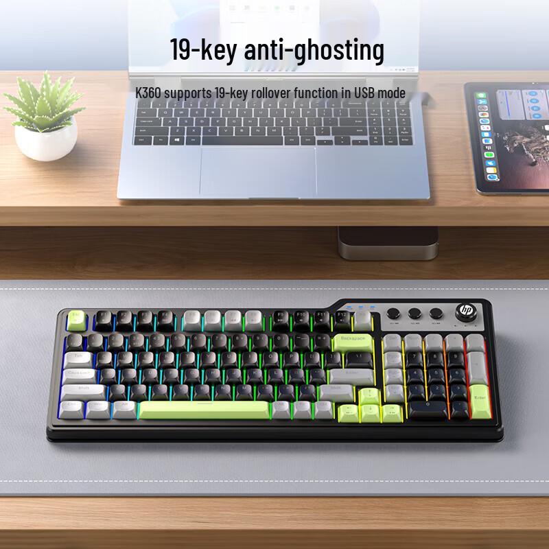 HP K360 Tri-Mode Wireless RGB 99-Key Gaming Keyboard