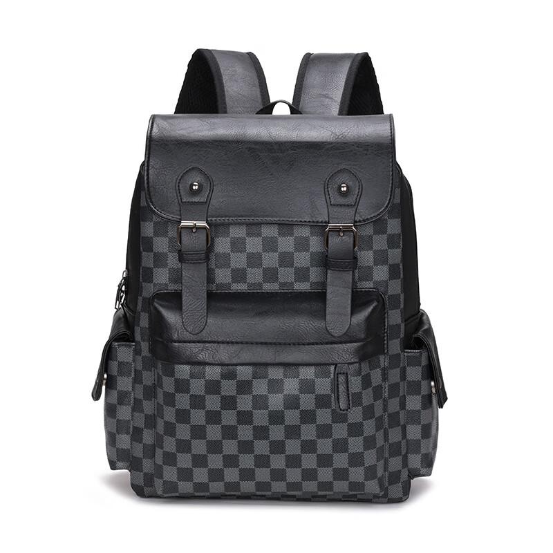 Men s Stylish Plaid Business Laptop Backpack