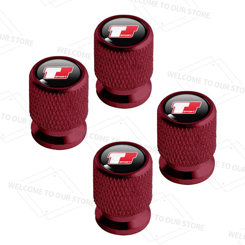4pcs/1set For Toyota T Sport Logo Hilux Yaris Prius Supra Auris Verso Car Valve ML53 Caps Wheel Tires Air Tyre Stem Protective Cover
