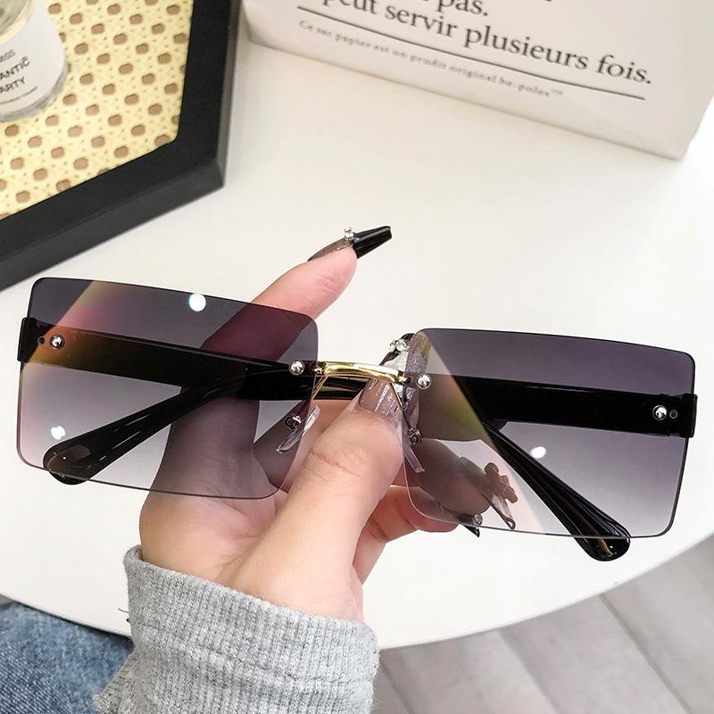 Frameless Trimmed Square Sunglasses Women'S Fashion Uv Protection Glasses Trendy Sunshade Sunglasses