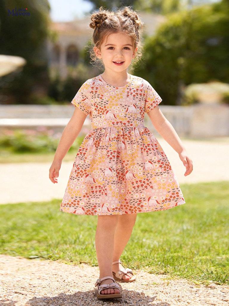 Little Maven European & American Style Floral Summer Dress for Girls
