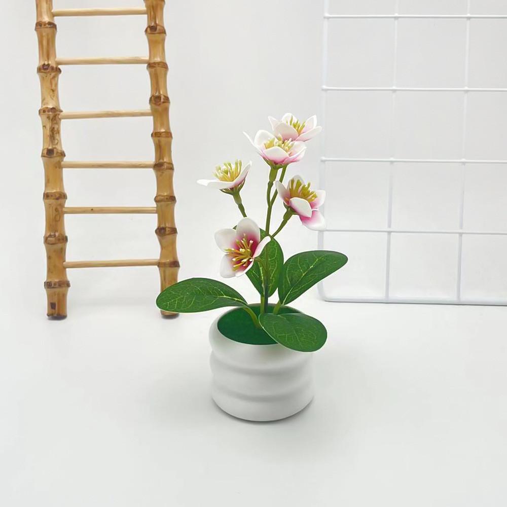 Jasmine Flower Potted Plant Artificial Decor For Home Outdoor Garden Scene