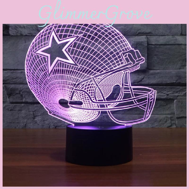Rugby Cap Pattern 3d Led Night Light With Touch Control For Home Decor Gift