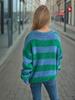 Autumn and Winter Fashion New Sweater Round Neck Contrasting Stripes Casual Retro Lazy Style Pullover 3565