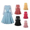 Frauen Party Zusammenfügen Langarm Retro Kleid Gothic Flare Ärmel Nähte Kleid