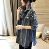 Vintage Blue Denim Shirt Women Loose Fit Korean Style Casual Stand Collar Blouse Spring Autumn Fashion