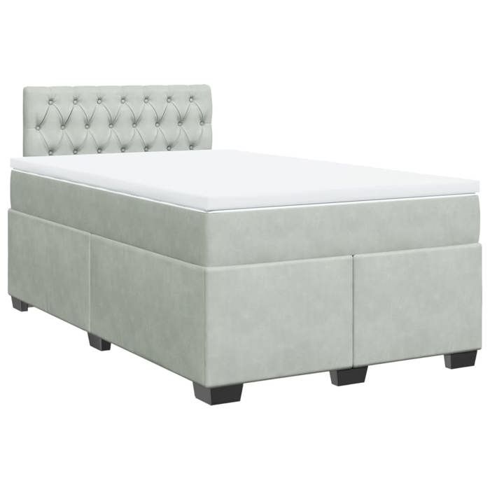 VidaXL Sommier à lattes de lit et matelas Gris clair 120x200cm Velours, lit, lit à plate-forme, lit à panneaux, meuble de 3288588