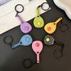 Keychain Vibrant Color Tennis Racket Design Keyring Sports-themed Bag Charm Non-slip Grip Key Chain Backpack Accessories