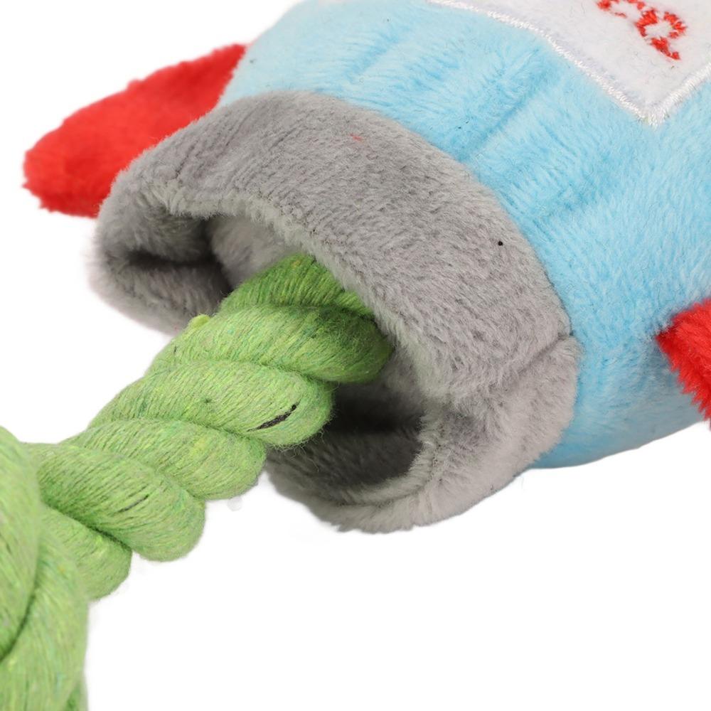 Cotton Rope Knot Plush Dog Toy Plush Fabric Squeaky Chew Toy Rope Knot Pet Toy  Home Entertainment синий