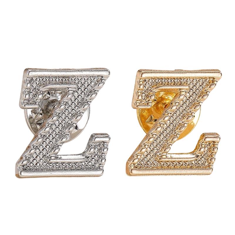 2Pcs New Metal Initial A To Z Pin 26 English Letter Pins Brooches Suit Shirt Badge Lapel Pin Fashion Jewelry For Men Women