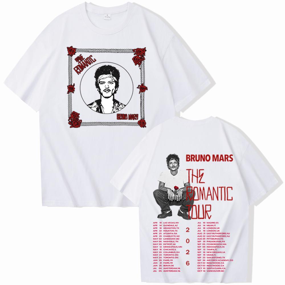 Bruno Mars The Romantic Tour 2026 Fans Gift Tshirt Man Woman Harajuku Short Sleeve Oneck Casual Shirt