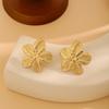 High-End Metal Heart Butterfly Flower Earrings with Exaggerated Pleated Texture