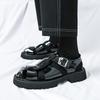 Summer Men’s Sandals Black Dress Close Toe Shoes Casual Stylish Leather Roman Sandals Plus Size