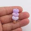 5pcs/lot Cartoon Cute Heart Lollipop Charms Pendant Resin Gradient Color Three Love Heart for DIY Jelewelry Making Accessories