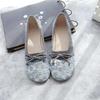 Fashion Flat Woman Footwear Flats Grey with Bow Mesh Round Toe Shoes for Women Kawaii Cute Young E Chic and Elegant 39 Discount A Casual