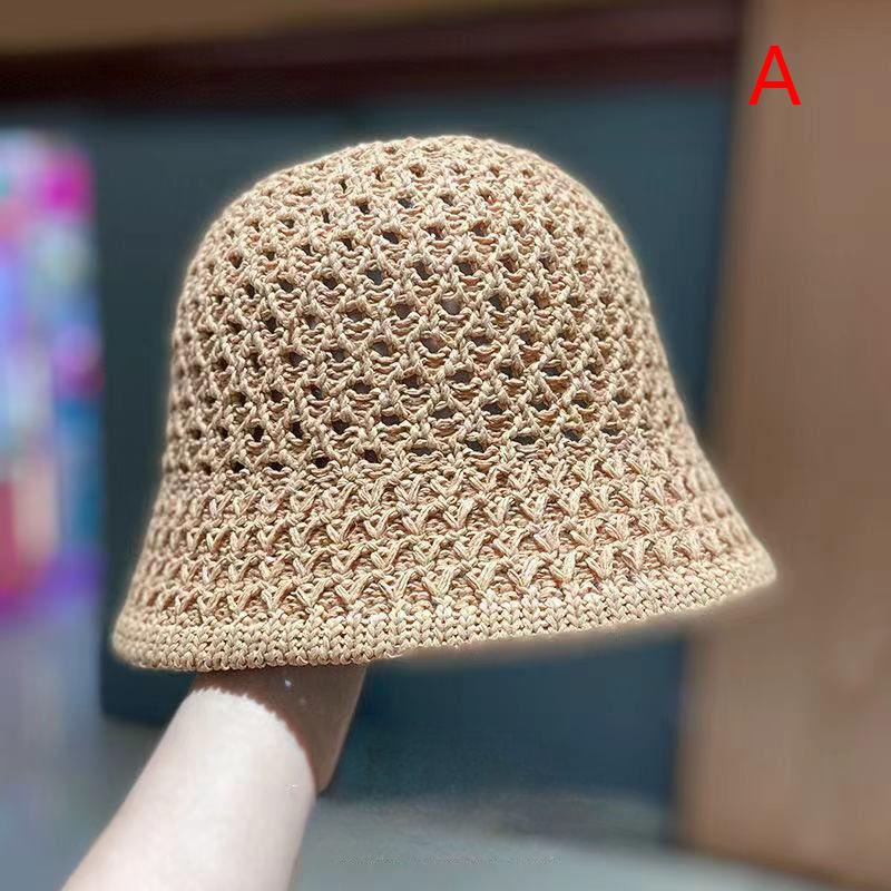 Bucket Hat Designer Wide Brim Women Bucket Hat Summer Straw Woven Sun Visor Hats Hollow Hat Striped Beach Hat as the picture